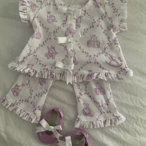 American Girl Bitty Baby Lavender and White Sleepwear Set
